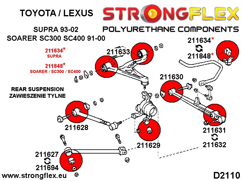 TOYOTA SUPRA MKIV CONTROL DE TRASERA DE LA PISTA DE LA PISTA DE LA PISTA EXTERIOR DE BRAZO DE 39 MM DEPORTE