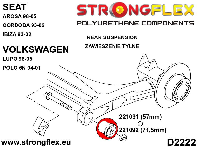 Arbusto de haz trasero 71,5mm