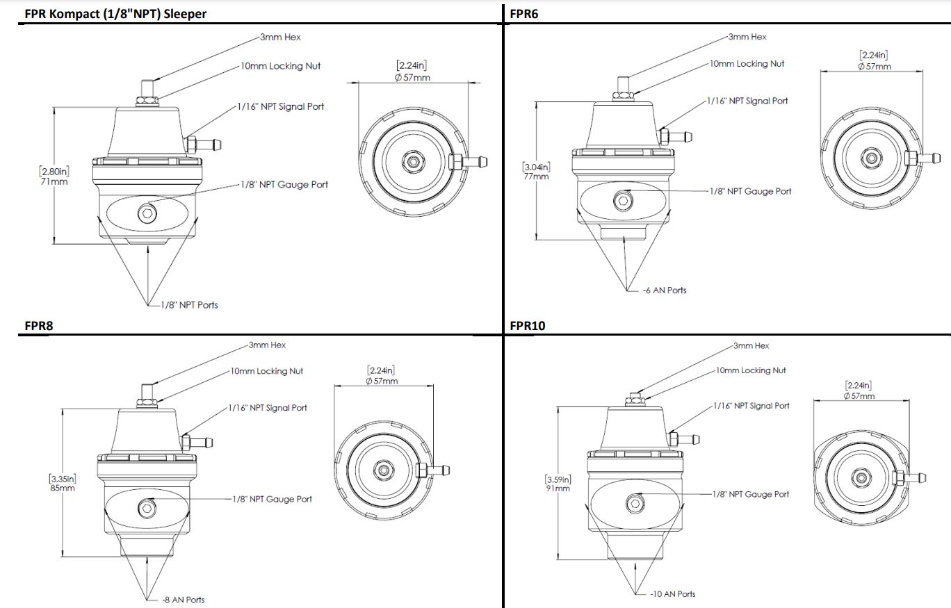 Regulador de presión de combustible Turbosmart Baja presión (carburador) -AN6