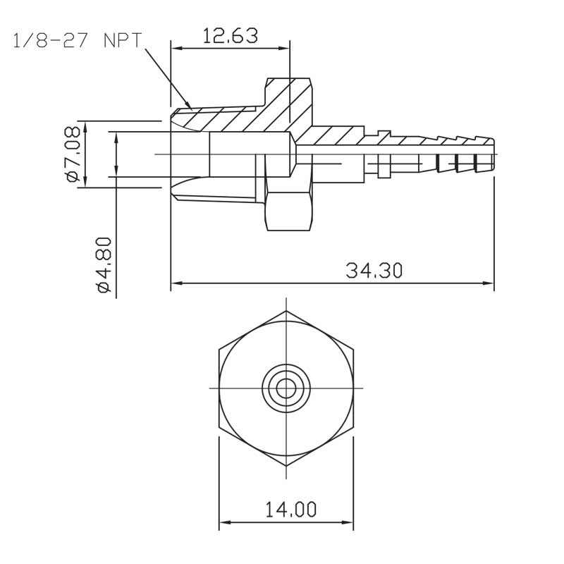 Racor a presión macho 1/8 NPT (sin pivote)