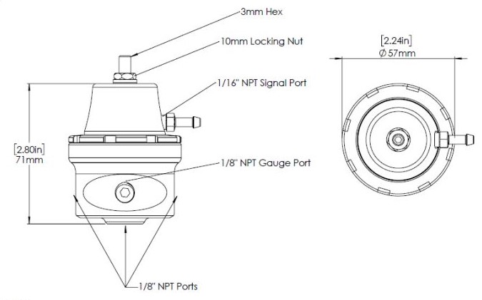 Regulador de presión de combustible Turbosmart compacto (1/8" NPT) Sleeper