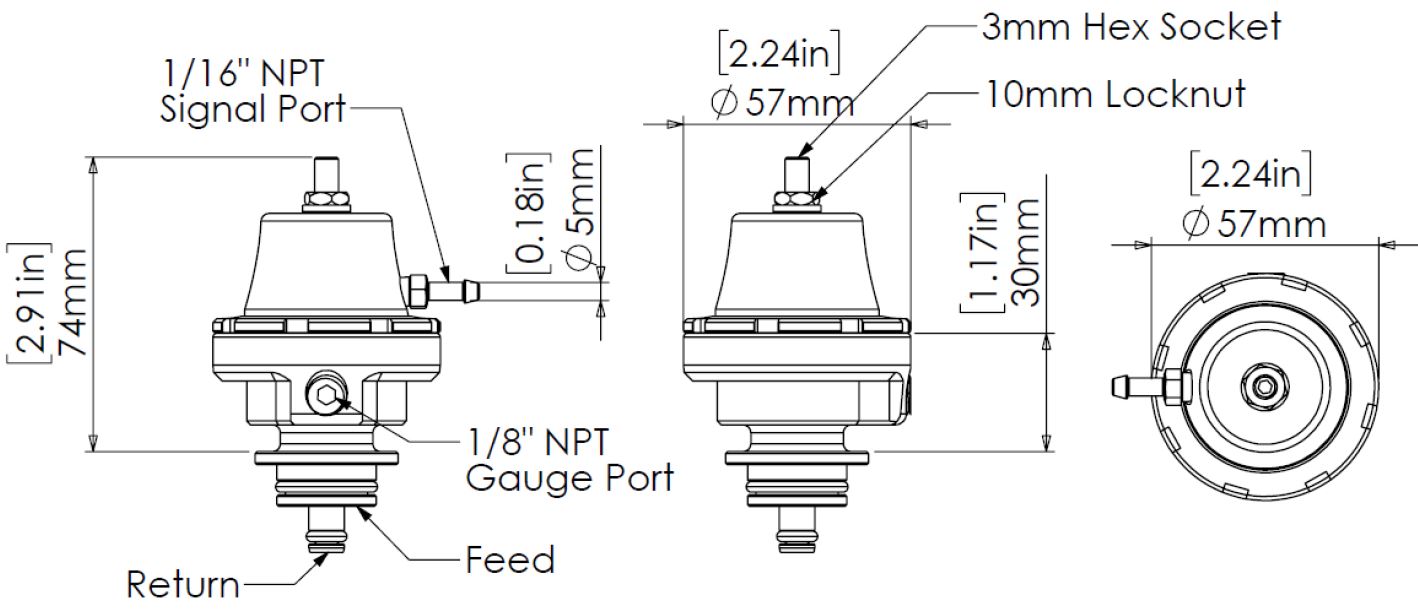 Turbosmart Regulador de presión de combustible Kompakt (Bosch) Sleeper