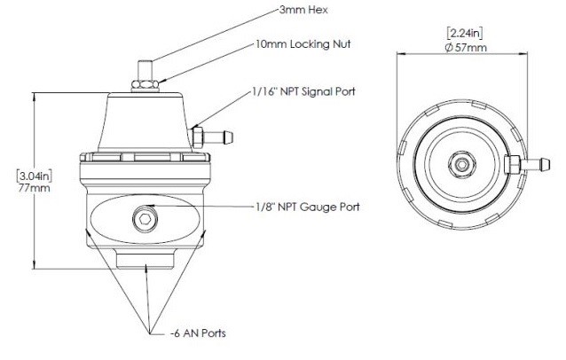Turbosmart Regulador de presión de combustible AN6 Morado