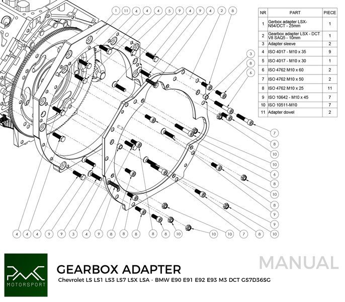 Placa de adaptador de caja de engranajes GM Chevrolet V8 LS LS1 LS3 LS7 LSX LSA