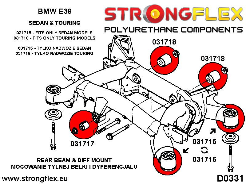Kit de bush de suspensión completa E39 Touring