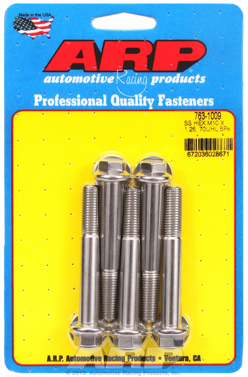 M10 x 1.25 x 70 hex SS bolts (5pcs)