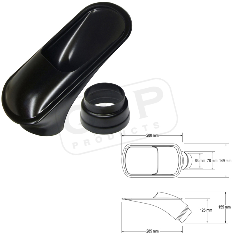 Inlet 63 + 76mm negro