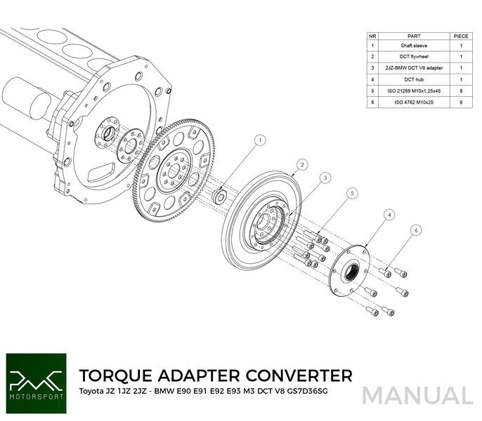 Kit de adaptador de caja de cambios TOYOTA JZ 1JZ 2JZ - BMW DCT DKG Getrag GS7D36SG V8