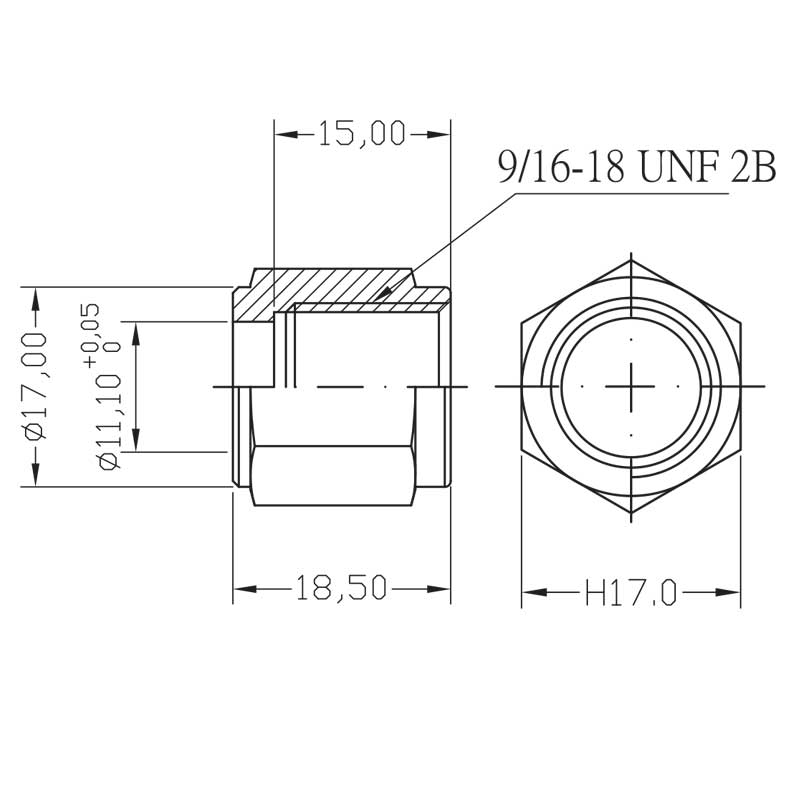 Frena Fitting Mujer 9/16-18 45 ° Conc