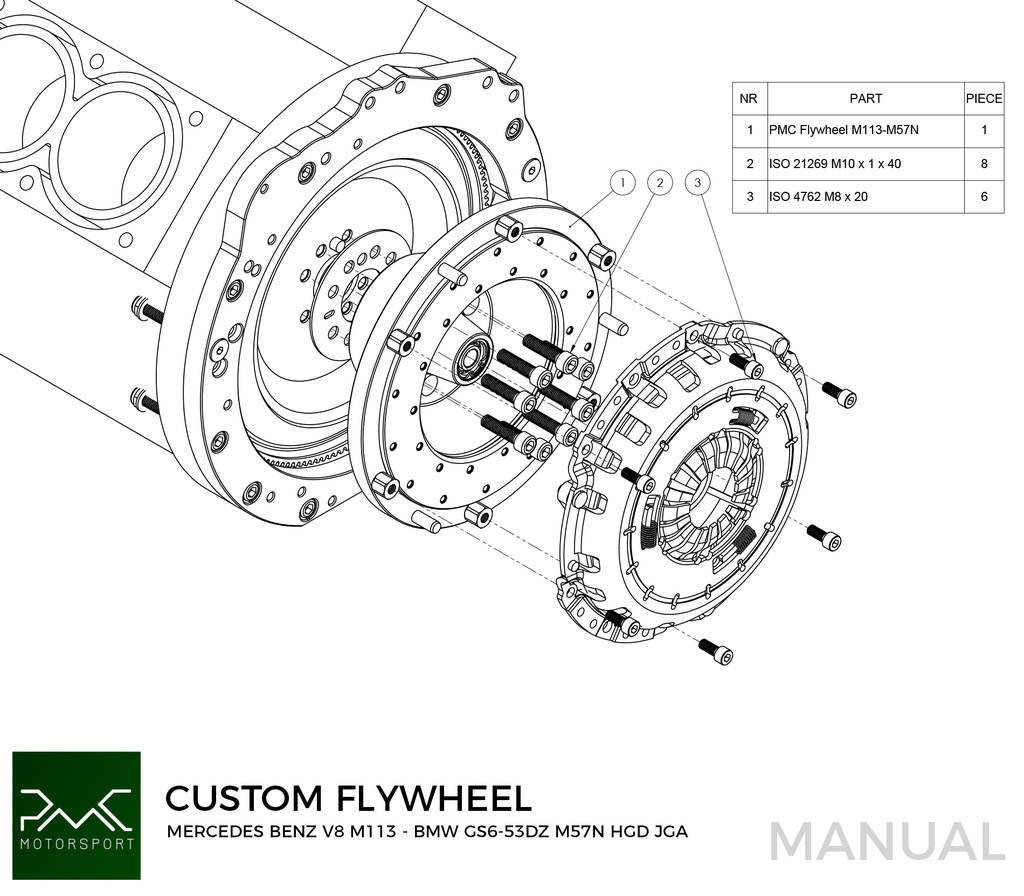 Placa adaptadora OM605 OM606 - BMW M57N2 6-speed
