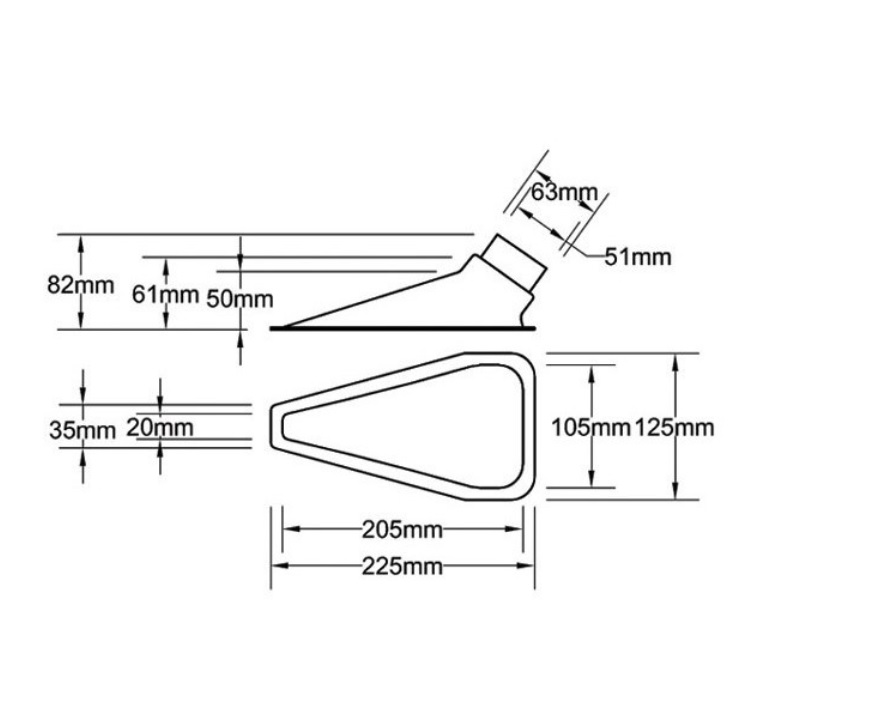 Inlet 51 + 63mm negro
