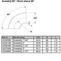 Radio corto Tubo Bent 3,5 pulgadas Inoxidable (89mm)