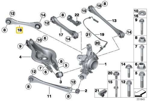 IRP Brazos de soporte traseros ajustables BMW F2x, F3x