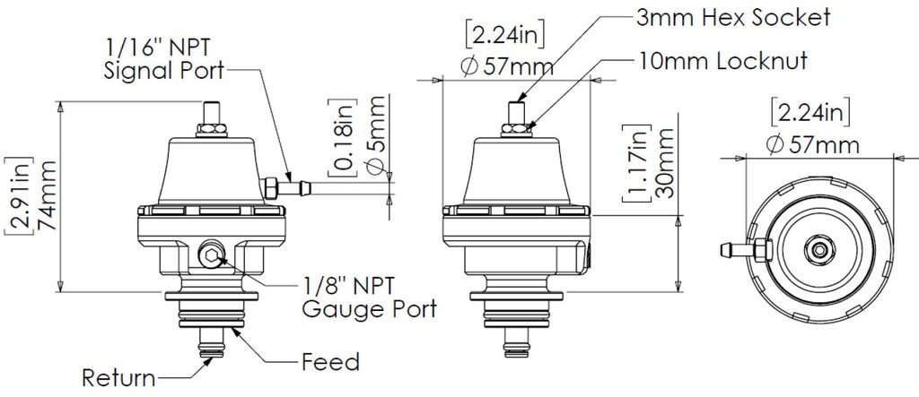 Turbosmart Regulador de presión de combustible Kompakt (Bosch) Sleeper