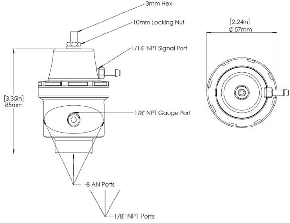 Turbosmart Regulador de presión de combustible AN8 Púrpura