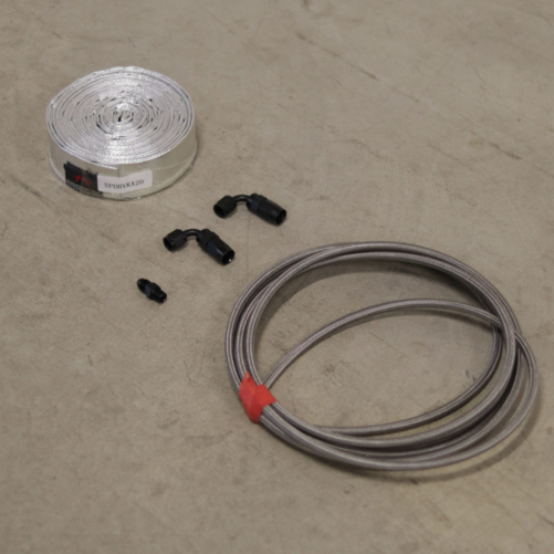 Kit de aceite Borgwarner SXE Turbo 2 x 90 grados AN4 + protector térmico de aluminio