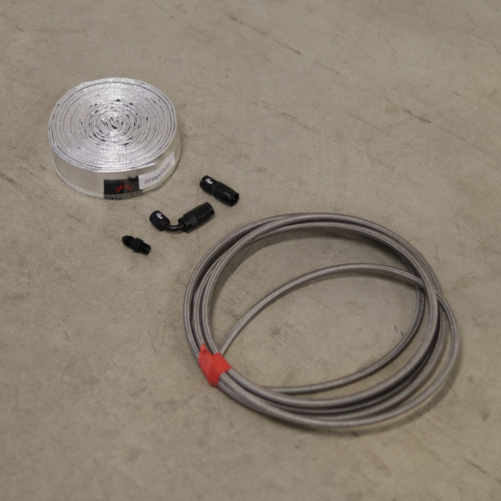 Kit de aceite Holset Turbo 1 x recto + 1 x 90 grados AN4 + protector térmico de aluminio