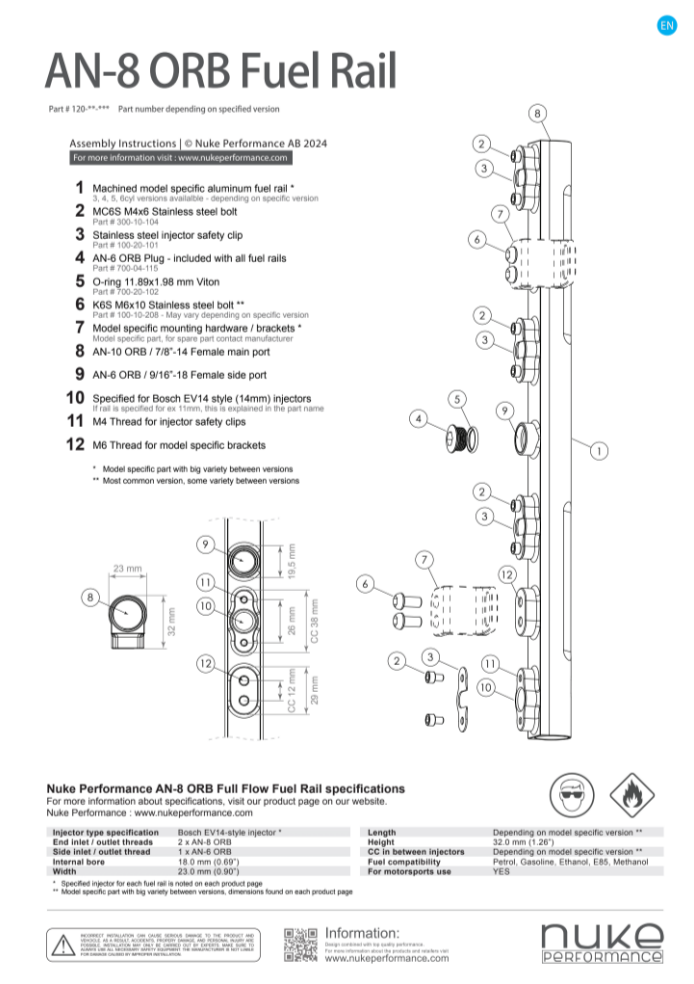 Nuke Carril de combustible Volvo 8v/16v B23/230
