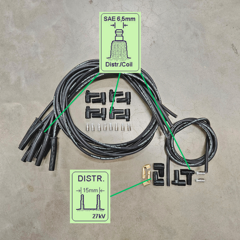 Juego de cables de encendido Hurricane V8 rectos + 90° SAE