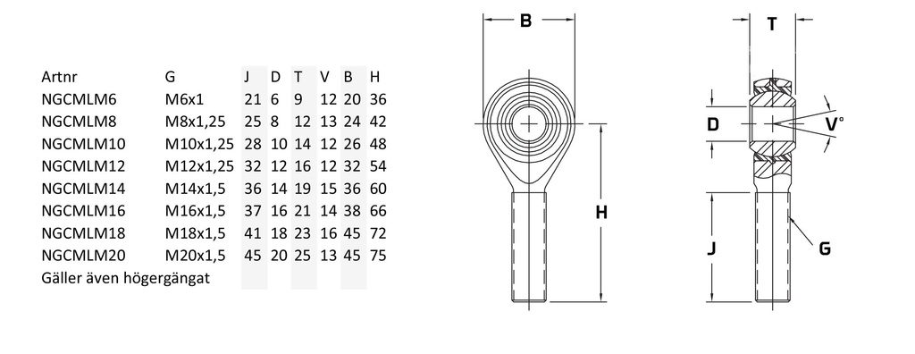 Rod End Male M6x1