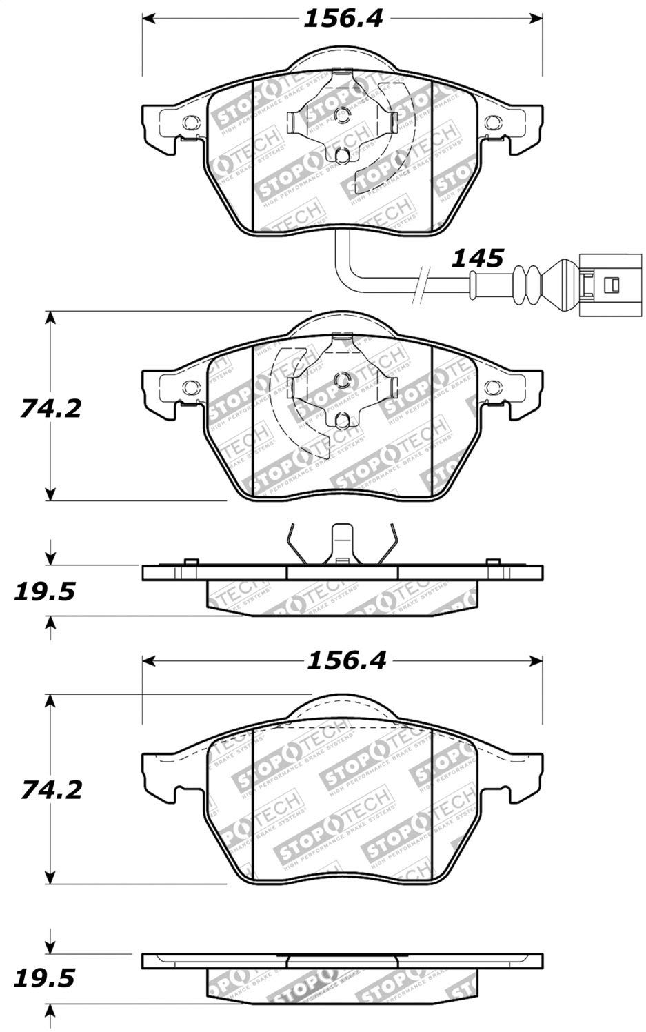 Audi A3 I 1.8T (con el frente de la advertencia de desgaste de freno)