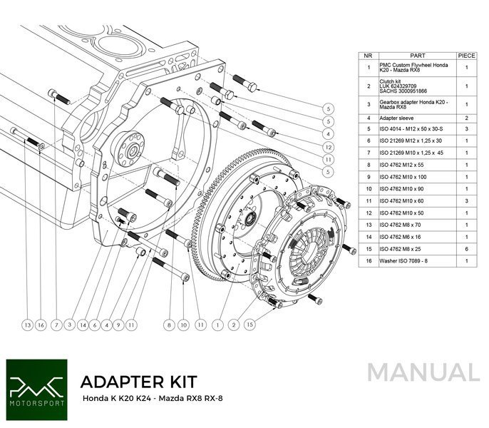 PMC Flywheel Honda K- MAZDA RX8 6 VELOCIDAD