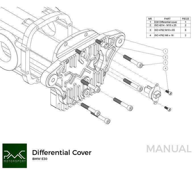 Cubierta diferencial PMC BMW E30" 188"